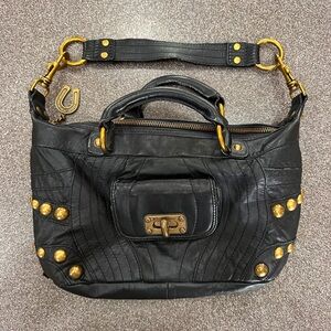 Betsey Johnson Black and Gold Satchel